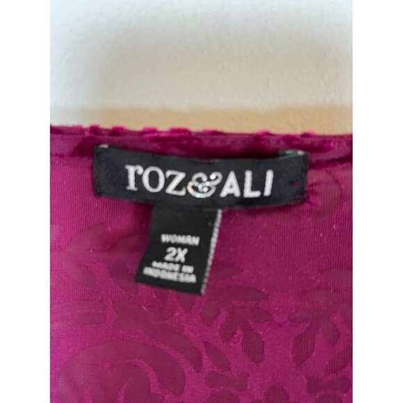 Roz Ali Top Women 2X Pink Pullover Floral Burnout Boho Western Whimsygoth Fairy - Picture 2 of 13